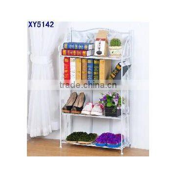 XY5142 Wire Shelving Shoe Rack Stand, Bookshelf Display Home Office Storage Organization, 4 Tier folding metal shelf