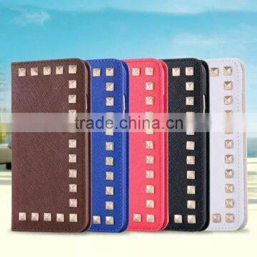 Floveme Leather case For iPhone 6/6s plus square rivet leather case stand view