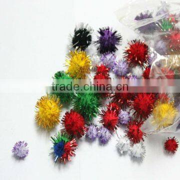 Colorful Pompons With Glitter Threads