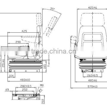 Mini Excavator Seat Machinery Suspension/Backrest Adjustable Loader Seat YHF-02 photo-2