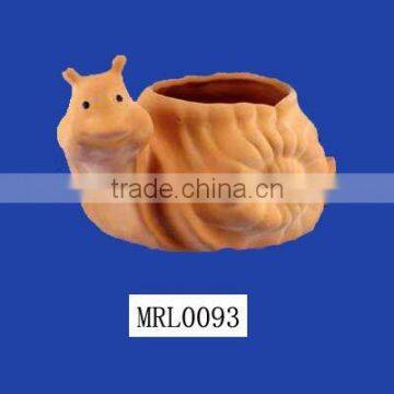 Terracotta snail animal plant pot