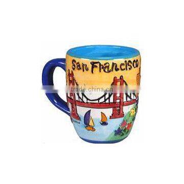 San Francisco Coffee Mug Hand Painted Yellow Puff Round City Coffee Mugs photo-2