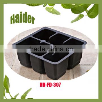 6 hole ps black plastic plant pots