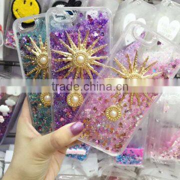 Quicksand sun sticker TPU + PC bling phone shell for iPhone 6 / 6 Plus