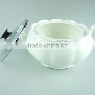 Wholesale Stock Napkin Shape Ceramic Casserole With Glass Lid,soup&stock Pot photo-2