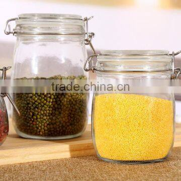 Set 3 Round Clear Glass Storage Jars With Airtight Locking Lid photo-2