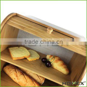Bamboo Sustainable Bread Bin Keeper Bread Box Homex BSCI/Factory photo-3