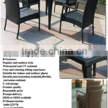 Rattan Dining Set With Rectangle Table and Chairs Outdoor Furniture photo-3