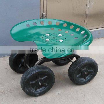 Hot Sale Rolling Garden Seat Cart with round basket