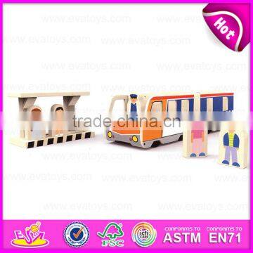 2015 Kids Indoor Games Wooden Train Platform Set,Cartoon Wooden Train Station Toy,Role Play Wooden Train Station Toy W04B020 photo-2