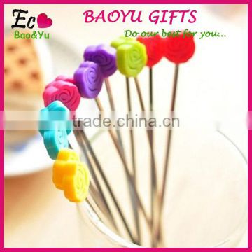 High Quality 2 Pieces Per Set Stainless Steel With Silicone Coffee Stirrer