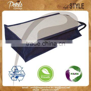 Two Bottle Bag for Water Bottle - Soft Cotton Ropw Handle - Made From pp Laminated Jute photo-4