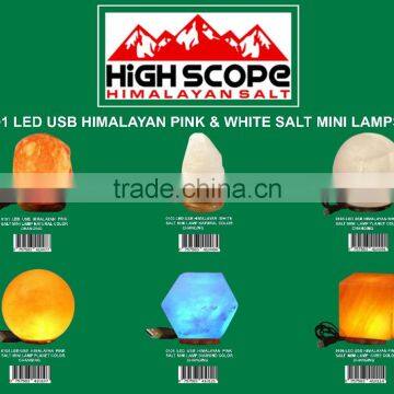 USB POWERED HIMALAYAN WHITE SALT MINI LAMP NATURAL SHAPE COLOR CHAGNING photo-2