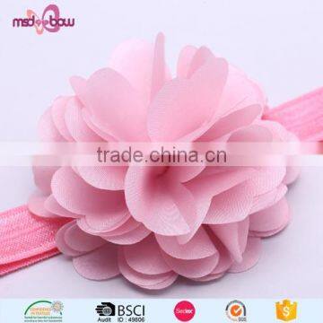 Fashion Small Newborn Baby Girl Pink Flower Elastic Hair Bowknot Headband photo-3