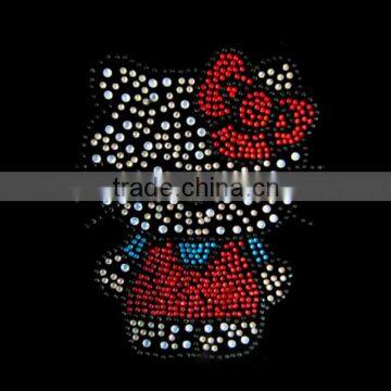 Hello Kitty hotfix rhinestone heat transfer for Tshirt