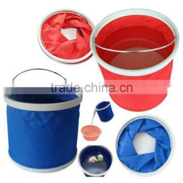 Foldable Water Fishing Bucket Portable Car Wash Basin 9L 3 Gallon Water Resistant Fabric Collapsible Bucket for Camping Hiking photo-4