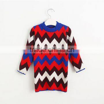 Wholesale matching clothes mother and daughter girls wave pattern knitt dress