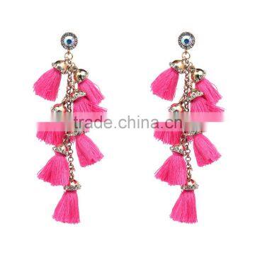 Bohemian Colorful Tassel With Rhinestone Dangle Earrings for Women Jewelry photo-4