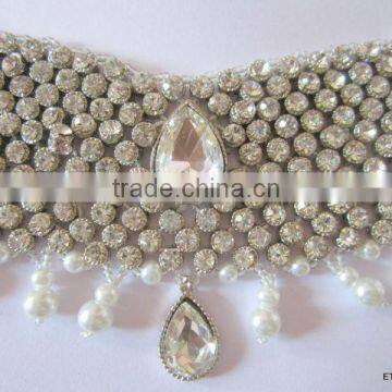 Silver Crystal Broad Payal ANKLETS Pair Feet Bracelet photo-3