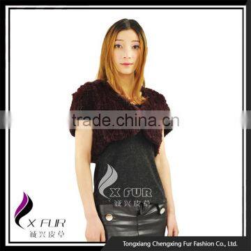 CX-B-77 Wholesale Price Wrap/ Girl Fashion Kintted Cape/ Rex Rabbit Fur Shawl photo-5