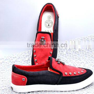 Comfortable Design Student Fashion Flat Slip-on Men Canvas Shoes With Rivet photo-5