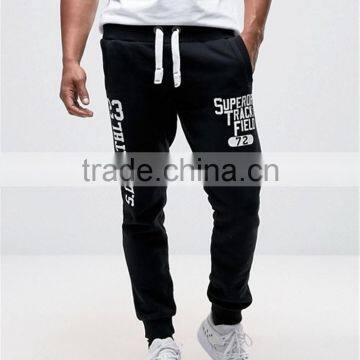 Custom Print Slim Fit Joggers With Cuffed Hem Men Gym Pants With White Drawstring photo-3
