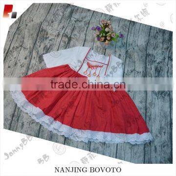 wholesale boutique white chiffon sleeve red girls dress