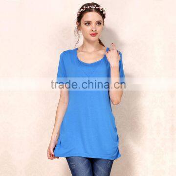 Wild Short Sleeve Nursing Clothes Solid Breastfeeding Clothing Small Fresh Pregnant Women T-shirts photo-4