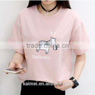 2017 OEM Anti-Wrinkle Unique Design Amazing Quality Hot-selling Best Choice Short Sleeve Casual 3D T-shirt Women photo-3