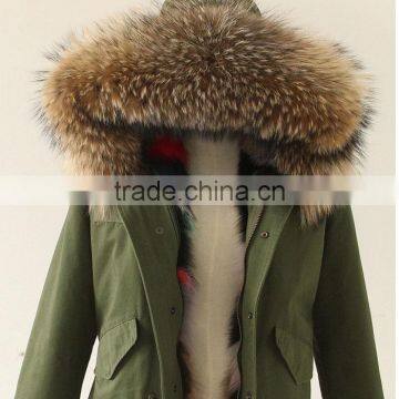 Myfur Fashion Mini Parka With Rabbit Fur or Fox Fur Lining Rose Raccoon Fur Hood photo-5