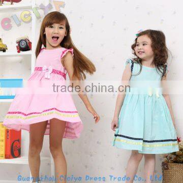 Hot-sale custom summer solid color cotton frocks for baby girls