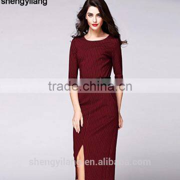 Wholesale Simple Striped Long Dress With Belt photo-2