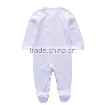 Hot Sale Long Sleeve Blank White Cotton Baby Pajamas photo-2