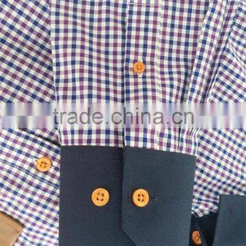 Leather Pocket on Left Check Checked Men's Casual Shirt in Latest Design photo-5