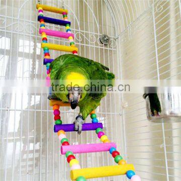 Newest Colorful Climbing Ladder Pet Bird Ladder Macaw Cockatiel Parrot Hamster Wood Ladder Climb Bell Swing Bite Toy photo-2