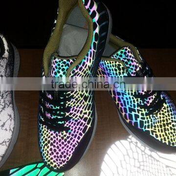 Wholesale Flashy Sewing Reflective Rainbow Colored Shoes Material photo-3