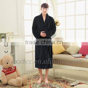 Men Warm Night Robe 100% Polyester Bath Gown Coral Flannel Pajamas Set photo-3