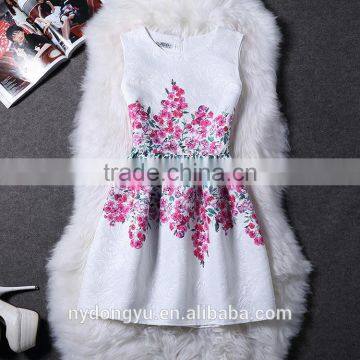 Girl Casual Flower Printed Princess Holiday Dress/ Girl Sleeveless Knee Length Printed Dress/new Design Girl Printed Dress photo-3