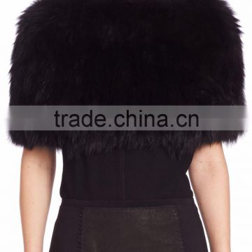 Yanran Fur YR398 Real Raccoon fur Hand knit snood with Elastic Luxury Genuine Fur Cape