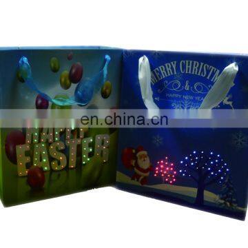 LED light up customized Christmas gift bags with fiber optic