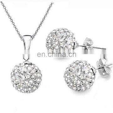New Fashion Simple Pendant Necklace Rhinestones Pearls Necklace With Earrings Wholesale JN2546