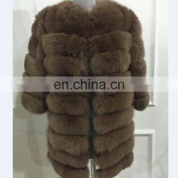 Real Natural Fox Fur Coats Ladies Winter Coats zipper with removable sleeve and length