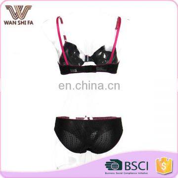 Black Breathable Nylon Wholesale High Quality Lovely Girl Bra Panty Set photo-3