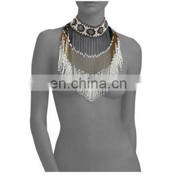 Haute Hippie Beaded Fringe Necklace