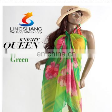 Lingshang silk scarf female chemical fiber scarf ultralarge thin summer sunscreen cape beach towel scarf long design