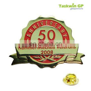 High quality souvenir 50 years anniversary metal pin/wholesale custom shape metal pin badge