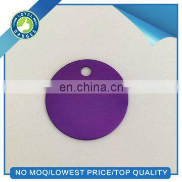 purple round pet tag/wholesale aluminum tag/colourful pet tag