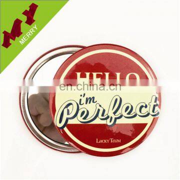 OEM colorful logo tin cosmetic mirror / pocket mirror wholesale