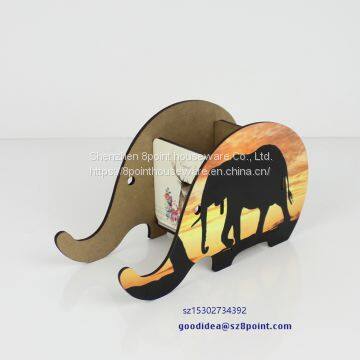 3D Elephant Creative Shape MDF Sublimation Pen Holder Cellphone Stands photo-3