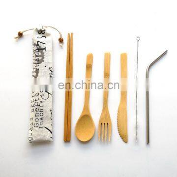 Travel Bamboo Utensils Cutlery Travel Set  Portable Reusable Eco-Friendly Flatware Pack Premium